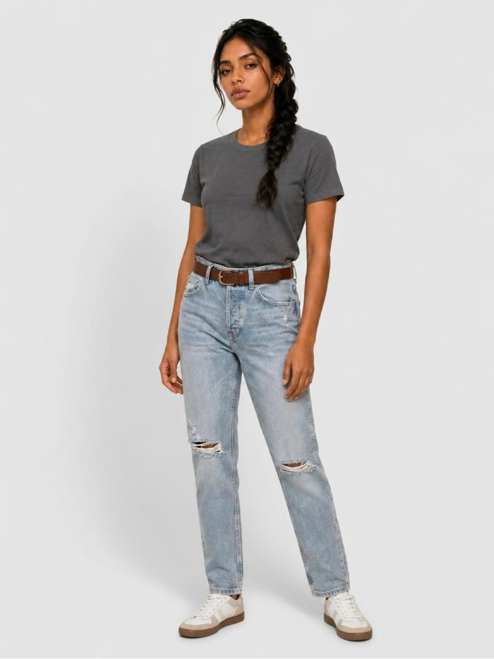 Zara Light Wash Ripped Boyfriend Jeans